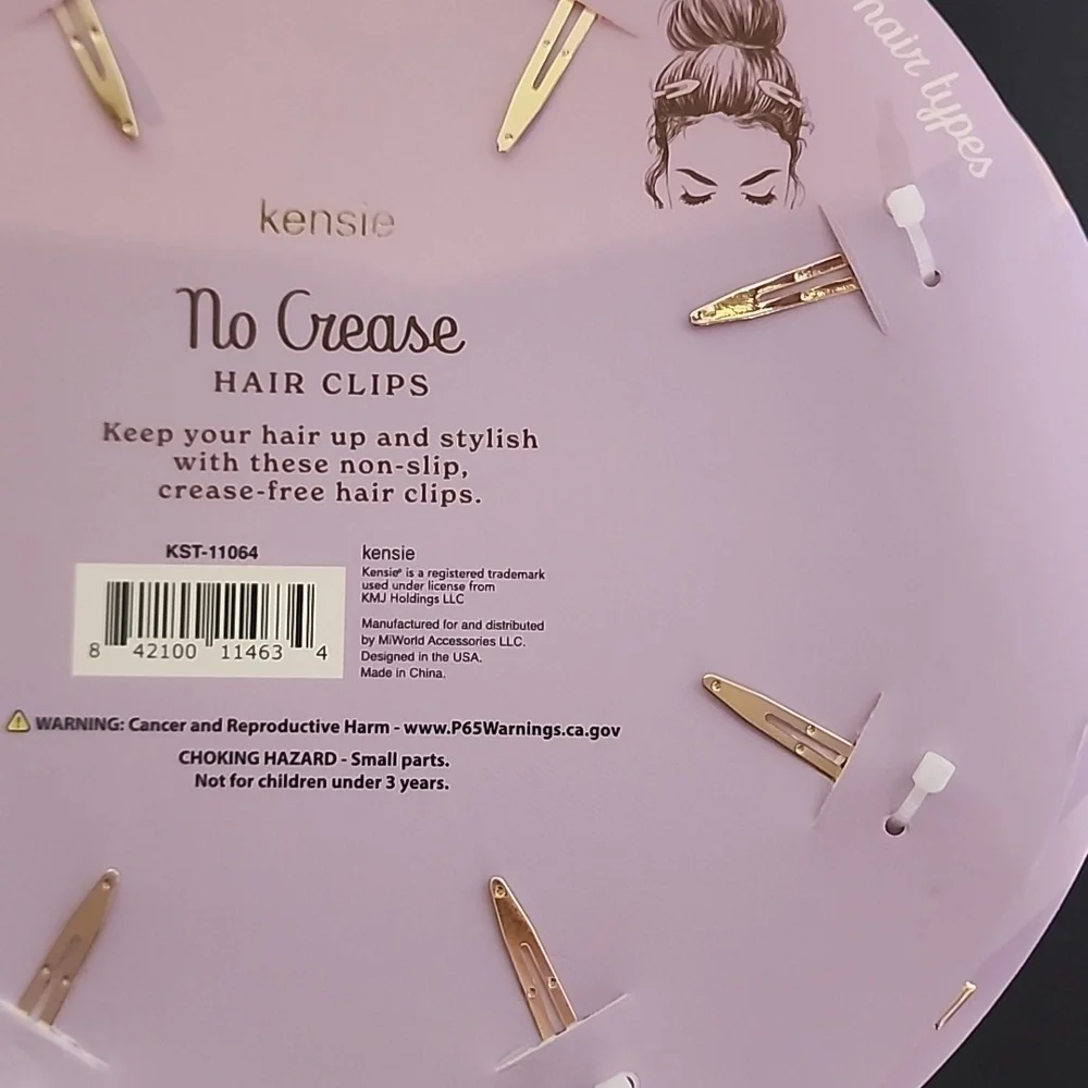 Kensie No Crease Plaid Hair Clip Set Of 8